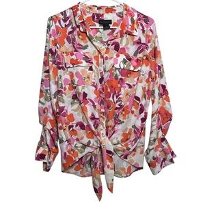 Investments Blouse Women's Medium Floral Button Up Watercolor